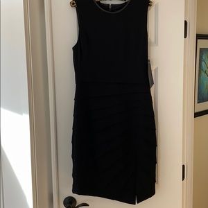 NWT Rag & Bone Origami dress w-leather trim neck.